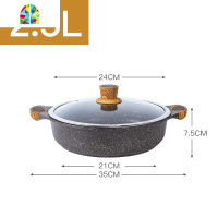 韩国汤锅不粘锅家用三汁焖锅炖锅双耳铝合金火锅电磁炉专用 FENGHOU 口径28*高8cm(送木铲)
