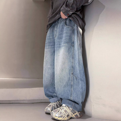 男童春装牛仔裤春秋款2026新款男孩大童帅气裤儿童直筒裤子潮_875