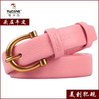 新款啄木鸟女皮带真皮时尚女士腰带细头层牛皮软设计感百搭裤带