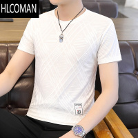 HLCOMAN夏季冰丝短袖t恤男生潮流百搭修身青少年初中高中学生半袖上衣服