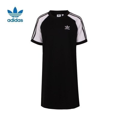 adidas阿迪达斯三叶草女装2019圆领休闲运动短袖连衣裙CE4961