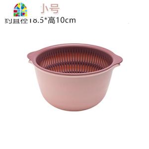 创意双层洗菜盆客厅水果盘家用厨房多功能塑料菜篮子洗菜篮 FENGHOU 撞色粉小号.