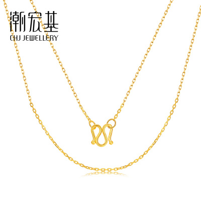 潮宏基绫罗简约百搭足金项链黄金颈饰品计价工费120元MQ