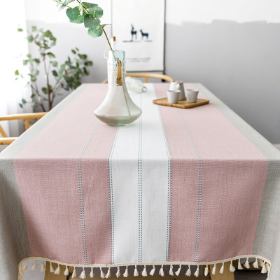 现代简约桌布布艺棉麻小清新条纹餐桌布梳妆台布网红北欧ins拍照