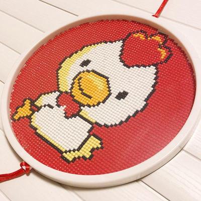 敬平钻石画2020新款十二生肖儿童满钻十字绣带框点贴秀砖石绣简单小幅十二生肖鸡圆形单画带工具