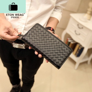 新款韩版编织钱包 长款手包 手工编制手拿包 男女士钱夹时尚钱包NEW LAKE 圆拉链盒子包装女手包 圆拉链盒子包装