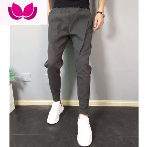 七斓工装裤子男潮牌ins修身小脚裤新款休闲百搭网红束脚九分裤