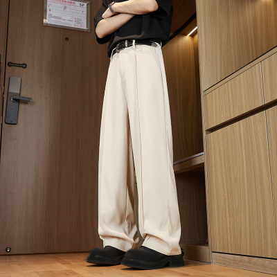 男装春秋季休闲裤新款美式潮牌透气宽松男士阔腿直筒垂感西装长裤