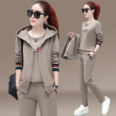 休闲运动服套装女2020年秋季新款时尚宽松显瘦洋气潮牌气质三件套