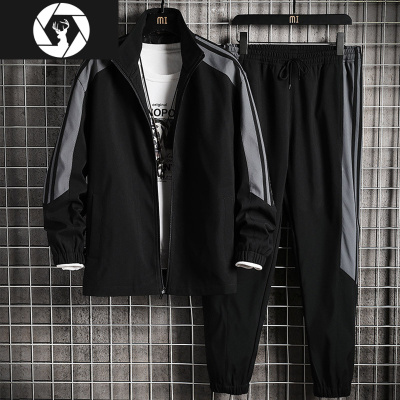 HongZun套装男士秋冬季韩版潮流上衣夹克外套连帽休闲工装运动春秋潮牌工装制服