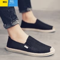聚范夏季透气老北京布鞋2024新款男鞋一脚蹬休闲百搭帆布板鞋黑色潮鞋