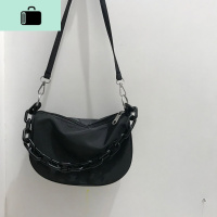 夏季2020新款韩版链条包包女ins超火斜挎单肩包洋气百搭马鞍包潮NEW LAKE 黑色女斜挎包