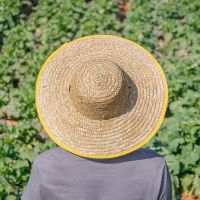 手工麦秆草帽男钓鱼帽户外田园防晒遮阳帽夏季大檐农用包边草帽