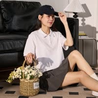 [1折价29.9元叠加优惠券]唐狮短袖polo衫女夏季净色T恤韩系简约可爱潮