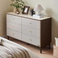 全友家居新中式卧室家具钢化玻璃台面橡胶木实木脚斗柜玄关门厅收纳储物柜