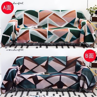家柏饰(CORATED)北欧双面全盖沙发布沙发巾沙发毯布单沙发套罩沙发垫盖布 七巧图[双面] 230*340cm