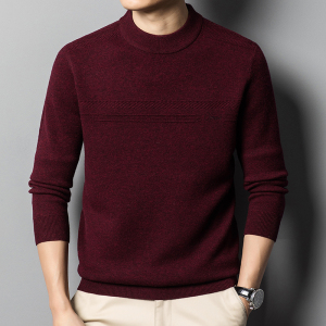 免费退换 2024半高圆领羊绒衫男100%纯羊绒加厚春秋中老年针织打底衫毛衣潮山羊绒不褪色保暖舒适全羊毛特价