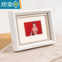 敬平法式简约白色相框6寸7寸8寸结婚照装裱小画框洗照片做成挂墙摆台 米白色 12寸[挂摆两用]内径25.3*30.3