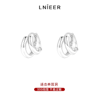 999纯银双层耳环女耳圈素圈设计感独特耳钉2025新款潮冷淡风耳饰送女朋友老婆情人节七夕生日礼物