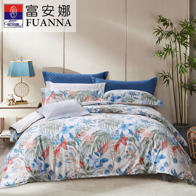 富安娜 抗菌磨毛床上四件套 彩韵芳华 203*229cm