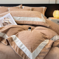 高端A类防静电花牛奶绒四件套冬季加厚加绒珊瑚绒被套轻奢床品4