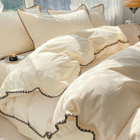 高级感A类水洗棉床上四件套纯棉100床单被套被罩三件套床品