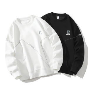 男士春秋季新款情侣卫衣休闲百搭圆领上衣套头纯色长袖运动体恤男