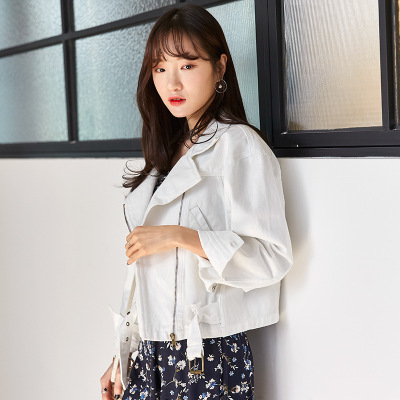 2018女装新款牛仔外套女韩版宽松学生拉链短外套短款白色机车服CYLLSD