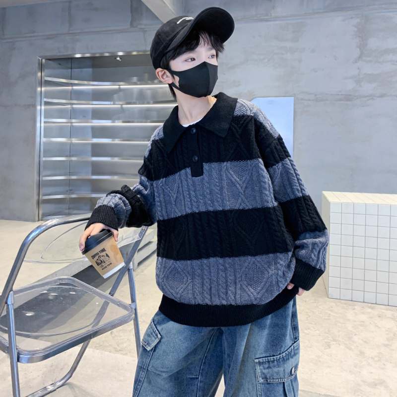 儿童装男童秋装毛衣新款秋冬款中大童帅气秋季男孩时髦针织衫