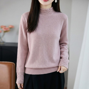 轻奢风无缝一线半高领毛衣女2026新款宽松打底衫韩系显瘦针织上衣