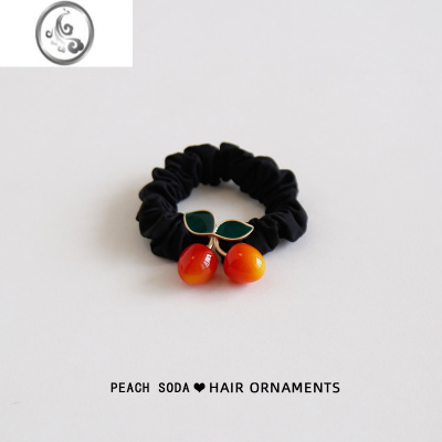 JiMi复古樱桃发圈简约ins风高弹力头绳丸子头皮筋百搭扎马尾发绳头饰