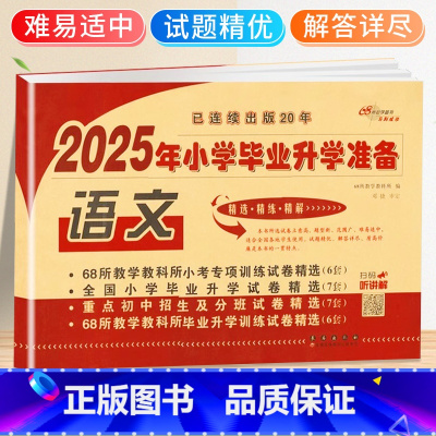 语文 小学升初中 [正版]2025小升初试卷真题卷语文必刷题人教版小学毕业系统总复习资料六年级下册测试卷全套同步练习题名