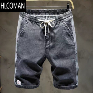 HLCOMAN夏季松紧腰牛仔短裤男士韩版宽松薄款马裤腰部弹力新款潮牌五分裤