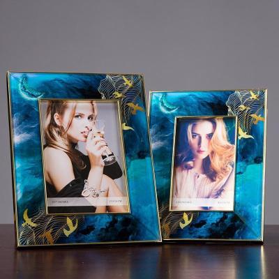 美帮汇欧式创意相框摆台现代轻奢琉璃照片框组合6寸7寸装饰摆件