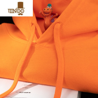 YANXU活力亮橘色 370g南瓜色连帽卫衣女荧光橙宽松帽衫上衣男
