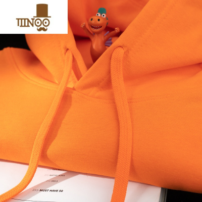 YANXU活力亮橘色 370g南瓜色连帽卫衣女荧光橙宽松帽衫上衣男