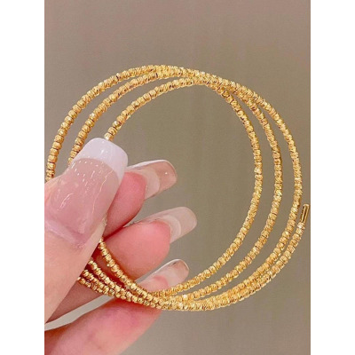 2025新款金色蹦迪珠三圈弹力手镯女轻奢百搭开口精致时尚百搭手环送女朋友老婆情人节七夕生日礼物