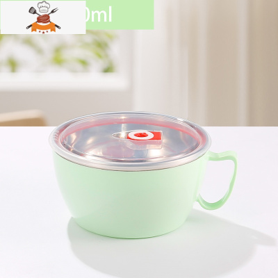 泡面碗器带盖碗筷套装学生碗不锈钢宿舍方便面碗单个女保温饭盒 敬平