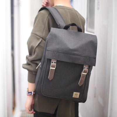 NEWLAKE包邮日韩原宿新款纯色双肩包男中大学生书包旅游背包帆布电脑背包旅行包