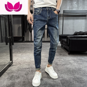 七斓2023新款潮牌牛仔裤男韩版修身小脚男裤裤子潮流百搭休闲裤
