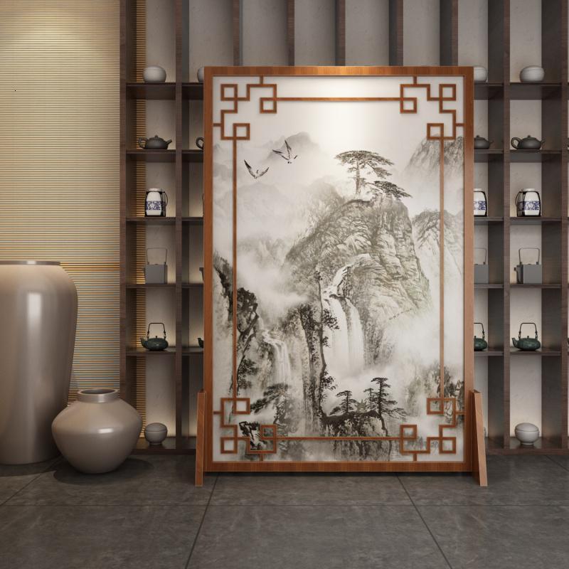 定制中式屏风客厅酒店山水镂空实木遮挡家用玄关隔断花鸟座屏 白蜡木120*180