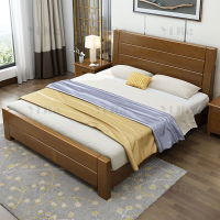 翌嘉 胡桃色实木床单人床宿舍公寓床 1.5米床含1个床头柜1500*2200*1100mm