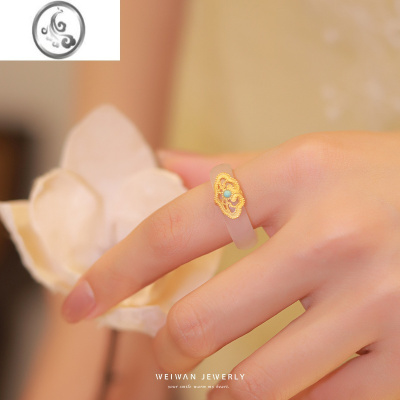 JiMi《盛华年》白玉髓戒指女玛瑙银银荔枝冻古风指环高级礼物