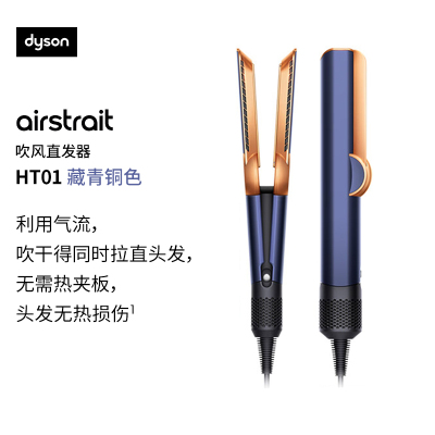 戴森(DYSON) Airstrait HT01 吹风直发器 干发直发二合一 吹风机 直板夹 夹板 藏青铜色