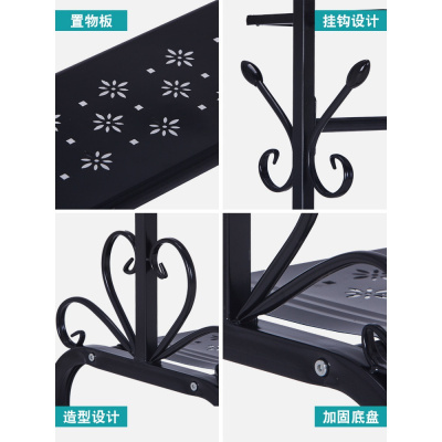 汐岩衣帽架双杆式落地宿舍收纳挂衣架立式家用卧室放衣服包包架子