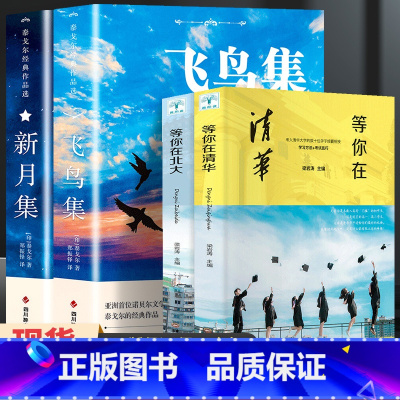 飞鸟集+新月集+等你在清华北大[4册] [正版]飞鸟集泰戈尔诗选双语全2册 飞鸟集+新月集英汉对照双语版 生如夏花泰戈尔