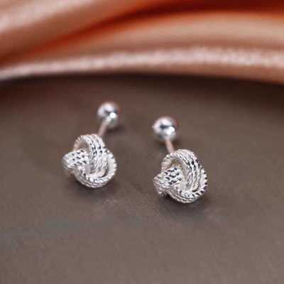 925纯银针如意结耳钉女极简冷淡风时尚个性精致通勤百搭高级耳饰送女朋友老婆情人节七夕生日礼物