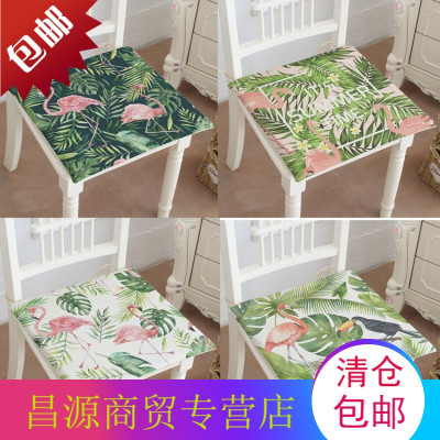 北欧植物乡村田园植物丛林棉麻坐垫椅子板凳垫椅子垫餐椅垫办公室