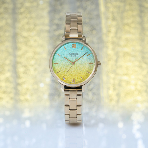 CASIO旗舰店卡西欧手表女新款宇宙星空时尚简约钢带满天星防水女士腕表石英表女表SHE-4548大表盘