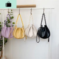韩国CHIC褶皱链条水桶包2020ins大容量手提包新款单肩斜挎包包女NEW LAKE女斜挎包